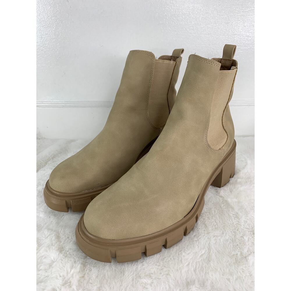 Madden Girl Tessa Women’s Chelsea Boots Sand Fabric Size 9
